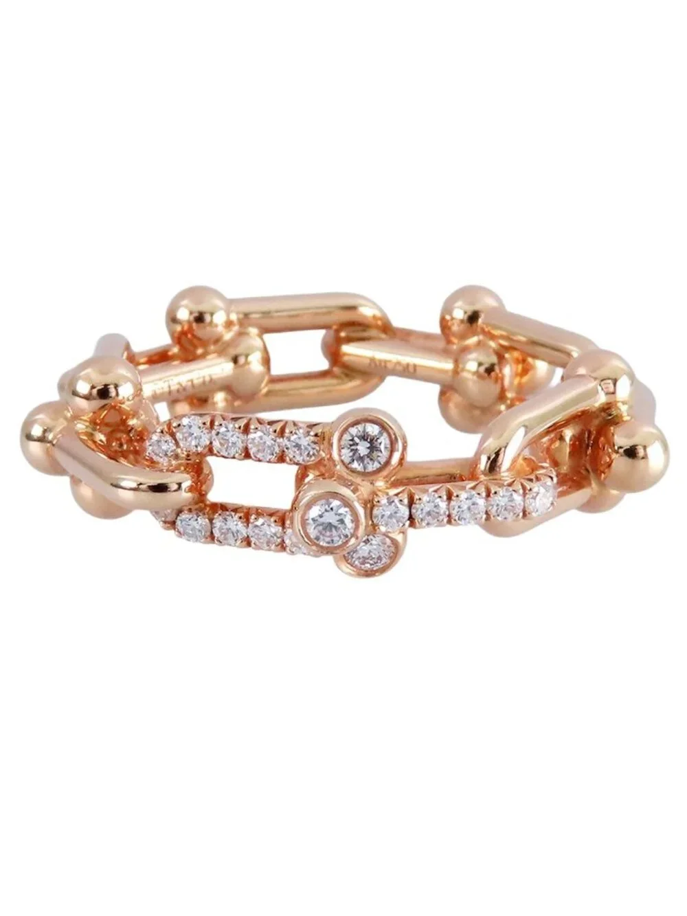 Tiffany & Co Ring Pink Gold 18k Diamond Small Link Rose